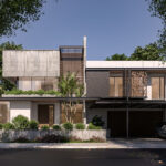 vray render exterior rumah tinggal 2 lantai di tangerang